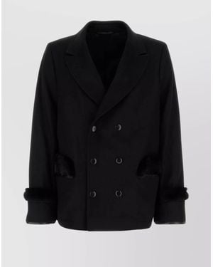 Random Identities Wool Blend Peacoat - Black
