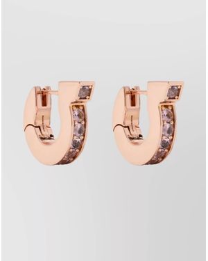 Ferragamo Crystal Embellished Hoop Earrings - Pink