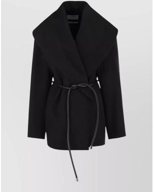 Sportmax Belted Waist Mid Length Silk Nylon Coat - Black