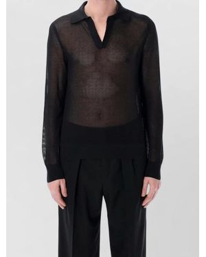 Tom Ford Silk Mesh V-Neck Long-Sleeve Jumper - Black