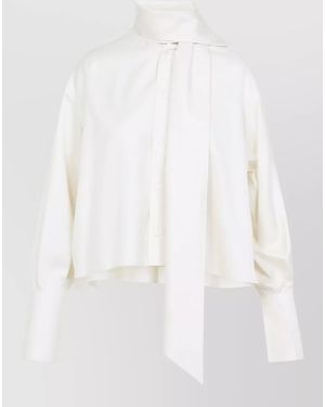 Celine Cropped Shirt Tie Detail - White