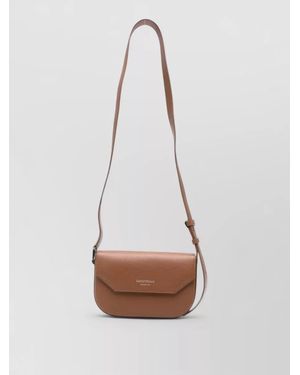 Emporio Armani Leather Crossbody Bag Adjustable Shoulder Strap - White