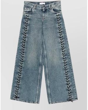 Stella McCartney Denim Low-Rise Wide-Leg Lace-Up Jeans - Blue