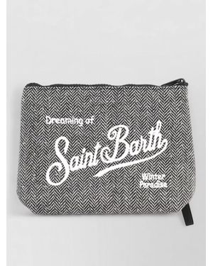 MC2 Saint Barth Aline Clutch Bag Herringbone Pattern Strap - Grey