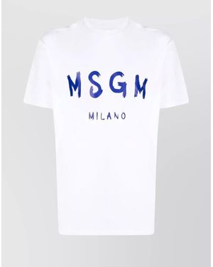 Tシャツ・カットソー MSGM VOLCANO COTTON JERSEY T-SHIRT MSGM Volcano Graphic Print Crew Neck T-Shirt in Blue for Men