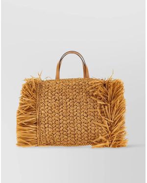 Etro Fringed Woven Tote Bag - Metallic