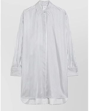 Max Mara Striped Long Sleeve Shirt Buttoned Cuffs - White