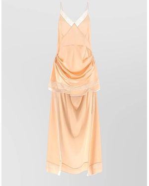 Magda Butrym Draped Satin Dress Forty Two Lace - Multicolour