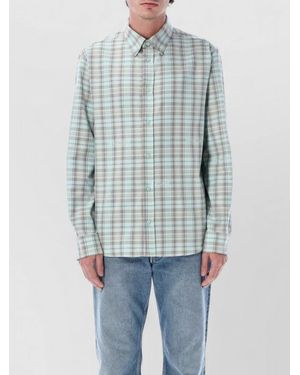 Off-White c/o Virgil Abloh Check Cotton Flannel Shirt Button Down Collar - Blue