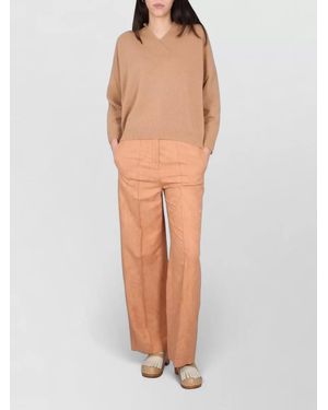 Alysi Wide Leg Trousers High Rise Back Pockets - Multicolour
