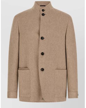 ZEGNA Cashmere Single-Breasted Coat - Natural