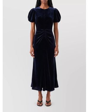 Victoria Beckham Silk-Blend Ruched Cutout Midi Dress - Blue