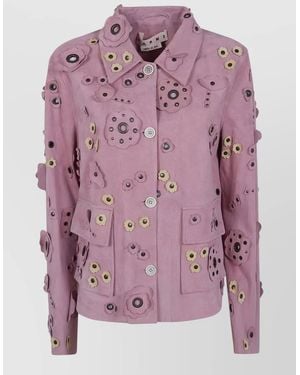 Marni Leather Fitted Jacket - Pink