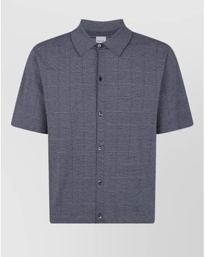 Paul Smith Knitted Shirt Short Sleeves Checks - Blue