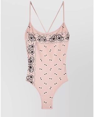 Palm Angels Paisley-Print Criss-Cross One-Piece Swimsuit - Pink