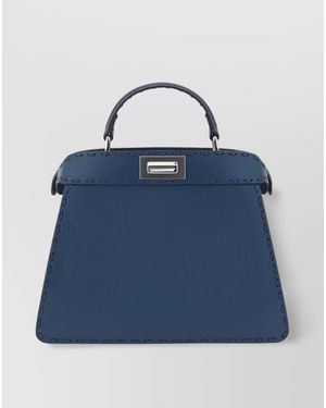 Fendi Peekaboo Structured Shoulder Bag With Metallic Finish - Blue