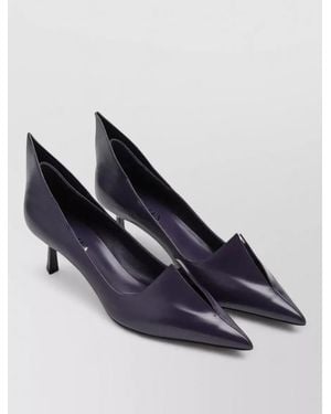 Prada Kitten Heel Pointed Toe Leather Court Shoes - Blue
