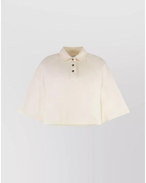 Bottega Veneta Cotton Cropped Polo Shirt - White