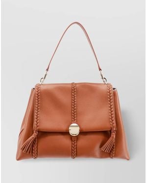 Chloé Logo-Embossed Leather Shoulder Bag - Brown