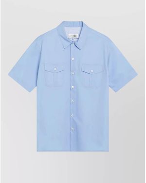 MM6 by Maison Margiela Short Sleeve Shirt Featuring Chest Pockets - Blue
