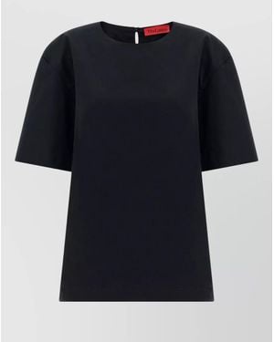 Thelatest Dean Short Sleeve Round Neck Top - Black