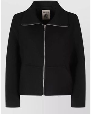 Semicouture Jeanie Wool Coat Collar Long Sleeves - Black