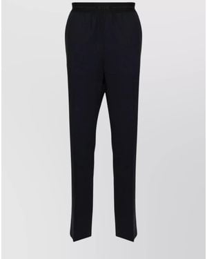 MSGM Virgin Wool Straight-Leg Trousers - Blue
