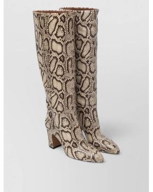 Paris Texas Knee High Boots Block Heel Pointed Toe - White