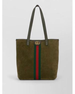 Gucci Suede Shopping Bag Double Handles - Green
