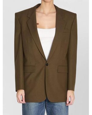 Saint Laurent Wool Single-Breasted Blazer - Green