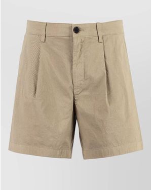Department 5 Cotton Bermuda Shorts Pleats Belt Loops Pockets - Natural