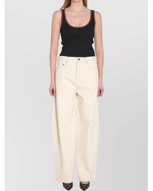 Gucci Cotton High-Rise Wide-Leg Jeans - Natural