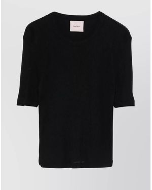 Halfboy Crew Neck Ribbed Knit Baby T-Shirt - Black