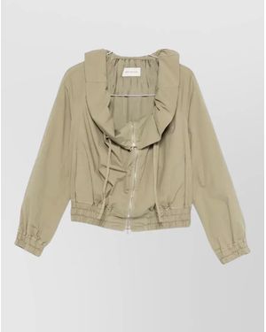 Dries Van Noten Hooded Jacket Elastic Cuffs Hem Pockets - Natural