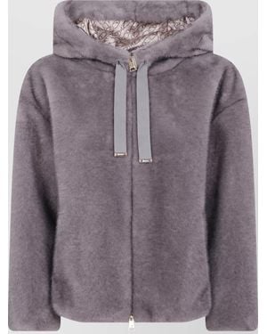 Herno Faux Fur Bomber Jacket - Purple