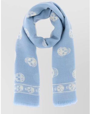 McQueen Silk Skull-Print Scarf - Blue