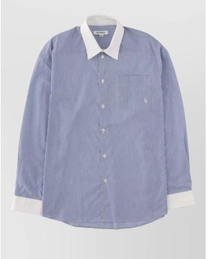 Sporty & Rich Striped Cotton Shirt - Blue