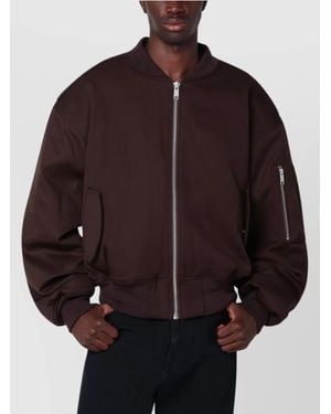 Entire studios Wool Bomber Jacket Ribbed Cuffs - Brown