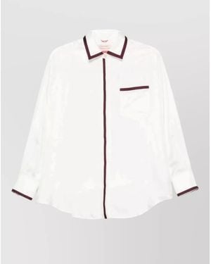 F.R.S For Restless Sleepers Silk Shirt Spread Collar Chest Pocket - White