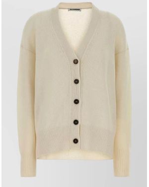 Jil Sander Cashmere Oversized Cardigan Long Sleeve V Neckline - Natural