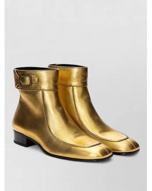 Saint Laurent Leather Ankle Boots - Natural