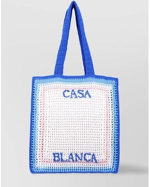 CASABLANCA Crochet Tote Bag - Blue