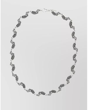 Emanuele Bicocchi Chain Necklace With Rose And Leaf Motifs - White