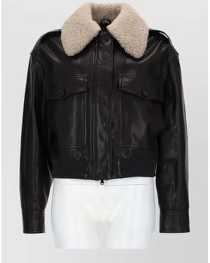 Brunello Cucinelli Aviator Nappa Coat Faux Fur Collar - Black
