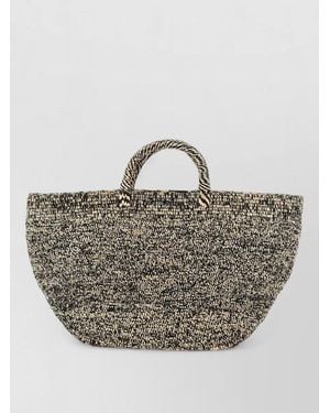 IBELIV Vanilla Tote Bag Woven Texture Handles - Gray