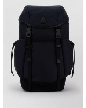 Moncler Canvas Backpack Front Flap Side Pockets - Blue