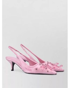 Prada Embroidered Court Shoes - Pink