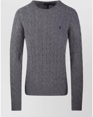 Ralph Lauren Cable Knit Sweater Long Sleeves Round Neck - Gray