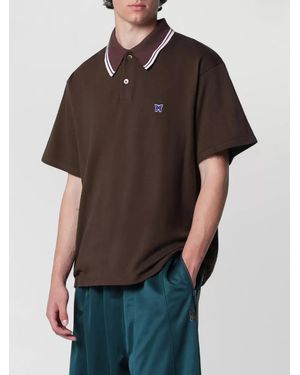 Needles Polo Shirt Sx442Co Br Short Sleeves - Brown