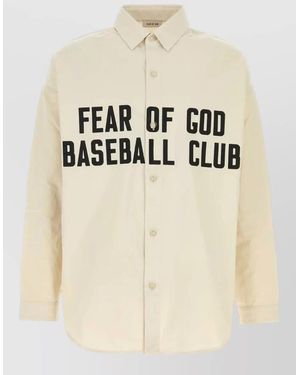 Fear Of God Poplin Oversize Shirt Graphic Print Cuffs - Natural